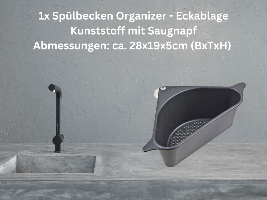 KI-generiertes Bild,Spülbecken Organizer Dreieck Grau Abtropfsieb Schwammhalter Abflusskorb Saugnapf