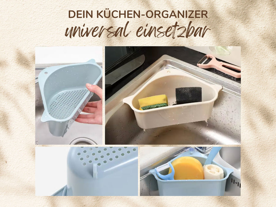 KI-generiertes Bild,Spülbecken Organizer Dreieck Grau Abtropfsieb Schwammhalter Abflusskorb Saugnapf