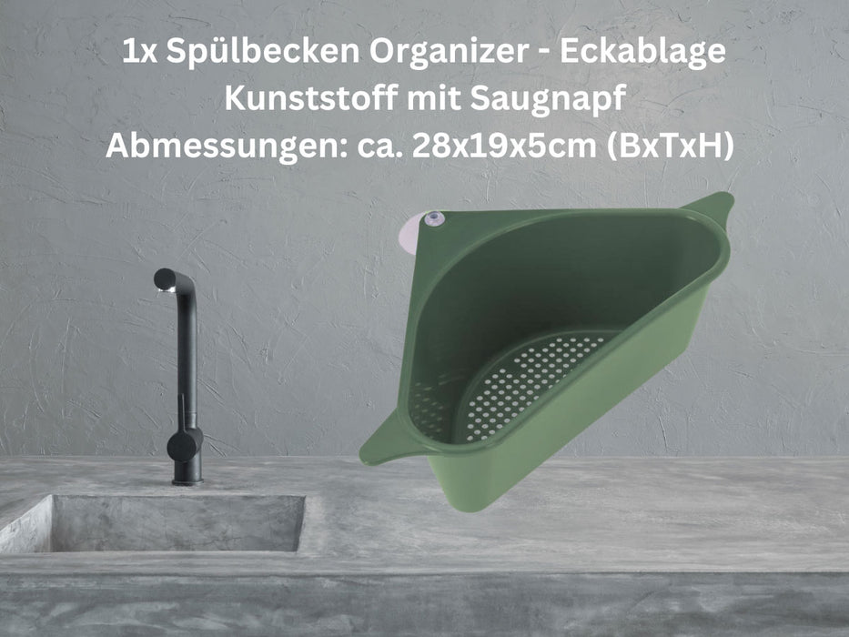 KI-generiertes Bild,Spülbecken Organizer Dreieck Grün Abtropfsieb Schwammhalter Abflusskorb Saugnapf
