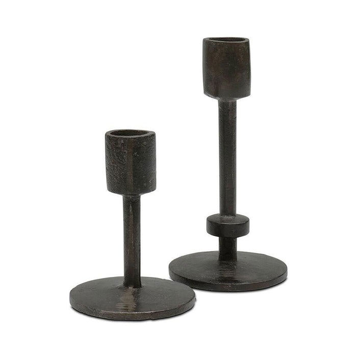 KI-generiertes Bild,Vintage Kerzenständer Dehli Schwarz 2er Set 10/15cm Eisen Kerzenhalter Stabkerzen