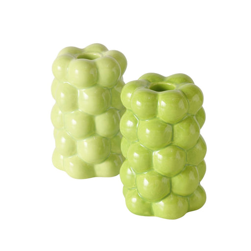 KI-generiertes Bild,Design 2-fach Keramik Kerzenständer Las Veduras 12cm Grün Kerzenhalter Stabkerzen