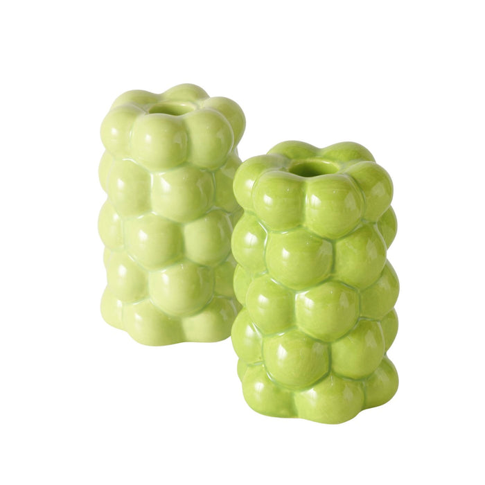 KI-generiertes Bild,Design 2-fach Keramik Kerzenständer Las Veduras 12cm Grün Kerzenhalter Stabkerzen