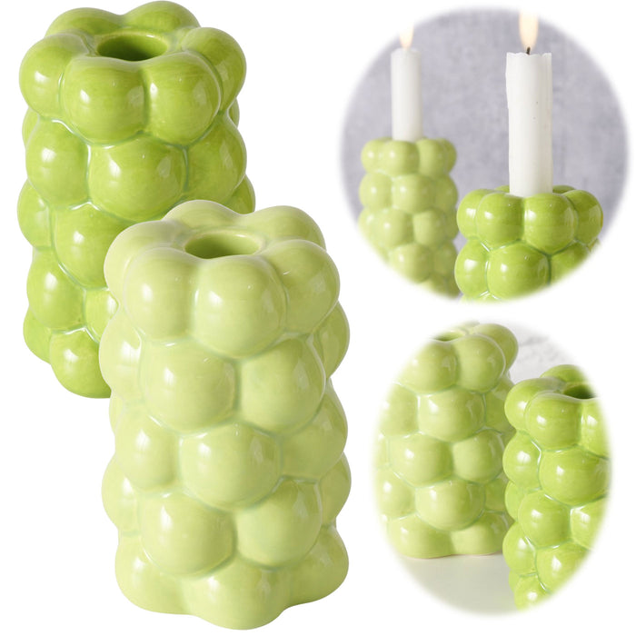 KI-generiertes Bild Design 2-fach Keramik Kerzenständer Las Veduras 12cm Grün Kerzenhalter Stabkerzen