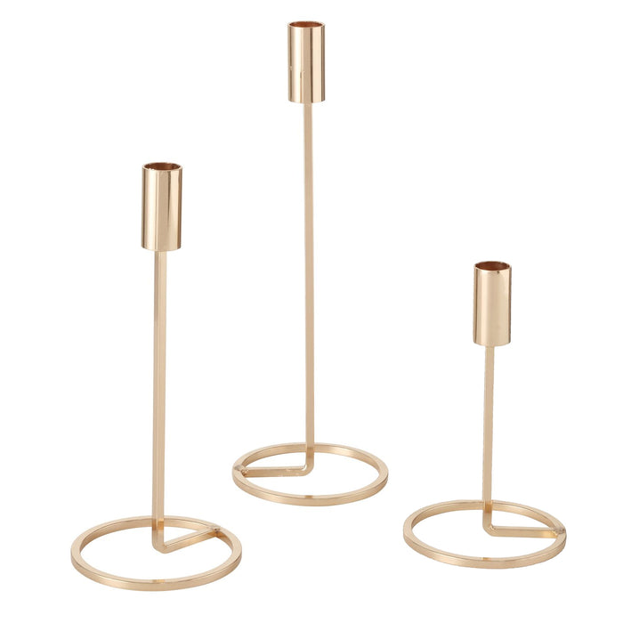 KI-generiertes Bild,Vintage Kerzenständer 3er Set Gold 20-32cm Metall Kerzenhalter Stabkerzen
