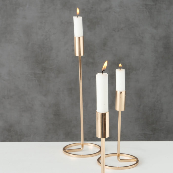 KI-generiertes Bild,Vintage Kerzenständer 3er Set Gold 20-32cm Metall Kerzenhalter Stabkerzen