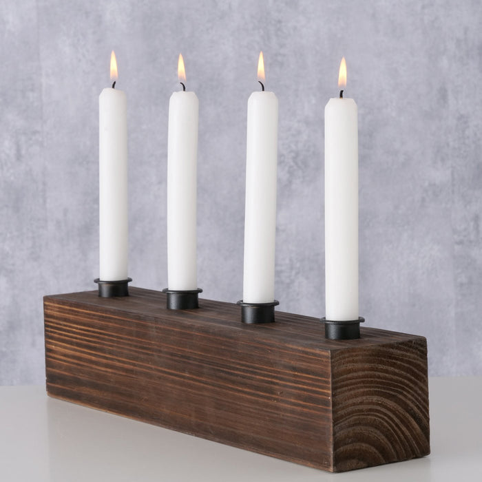 KI-generiertes Bild,Holz Kerzenständer Unika 4-fach Braun Stabkerzenhalter Advent Leuchter