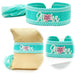 KI-generiertes Bild Canvas Statement Armband Aloha Türkis Weiß Rosa Quasten besticktes Webarmband