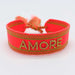 KI-generiertes Bild,Canvas Statement Armband Amore ?? Neon Gold Quasten besticktes Webarmband