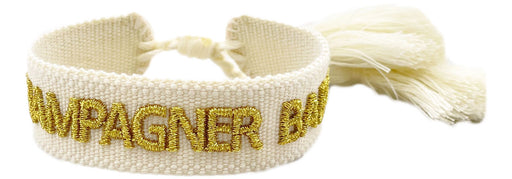 KI-generiertes Bild,Canvas Statement Armband Champagner Baby Quasten besticktes Webarmband