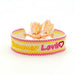 KI-generiertes Bild,Canvas Statement Armband Summer Lovin Gelb Pink Quasten besticktes Webarmband