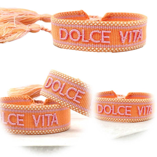 KI-generiertes Bild Canvas Statement Armband Dolce Vita Orange Quasten besticktes Webarmband