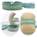 KI-generiertes Bild Canvas Statement Armband Dreamer Grün Salbei Quasten besticktes Webarmband