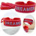 KI-generiertes Bild Canvas Statement Armband Dreamer Rot Grau Quasten besticktes Webarmband