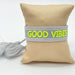 KI-generiertes Bild,Canvas Statement Armband Good Vibes Grau Neon Grün Quasten besticktes Webarmband