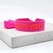 KI-generiertes Bild,Canvas Statement Armband Good Vibes Neon Pink Orange Quasten besticktes Webarmband