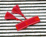 KI-generiertes Bild,Canvas Statement Armband Good Vibes Rot Quasten besticktes Webarmband