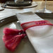 KI-generiertes Bild,Canvas Statement Armband Happy Rot Pink Quasten besticktes Webarmband