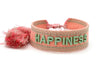 KI-generiertes Bild,Canvas Statement Armband Happiness Lachs Sage Grün Quasten besticktes Webarmband
