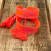 KI-generiertes Bild,Canvas Statement Armband Happy Neon Orange Pink Quasten besticktes Webarmband