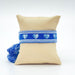 KI-generiertes Bild,Canvas Statement Armband ?? Herzen ?? Blau Weiß Quasten besticktes Webarmband