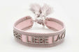 KI-generiertes Bild,Canvas Statement Armband Lebe Liebe Lache Rosa Quasten besticktes Webarmband