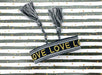 KI-generiertes Bild,Canvas Statement Armband LOVE Blau Gold Quasten besticktes Webarmband