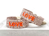 KI-generiertes Bild,Canvas Statement Armband Love Leo Leopard Neon Orange Quasten besticktes Webarmband
