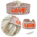 KI-generiertes Bild Canvas Statement Armband Love Leo Leopard Neon Orange Quasten besticktes Webarmband