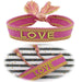 KI-generiertes Bild Canvas Statement Armband Love Lila Grün Quasten besticktes Webarmband