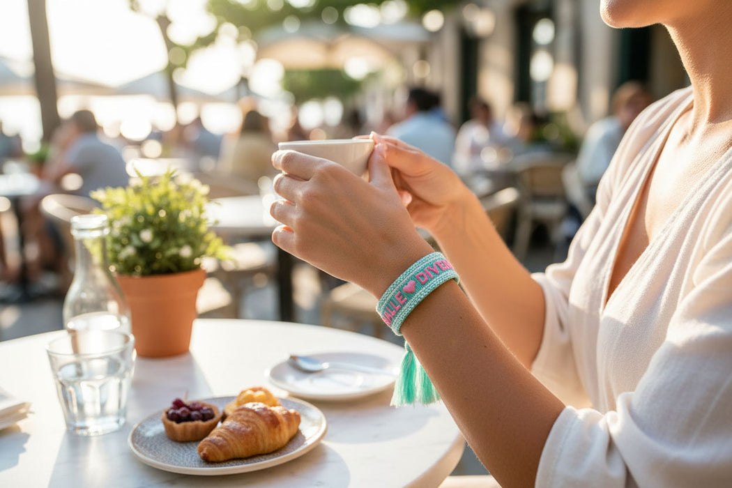 KI-generiertes Bild,Canvas Statement Armband Malle ?? Diven Quasten besticktes Webarmband