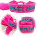 KI-generiertes Bild Canvas Statement Armband Mindset Baby Pink Türkis Quasten besticktes Webarmband