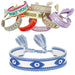 KI-generiertes Bild Canvas Statement Armband Nazar Boncuk Weiß Blau Quasten besticktes Webarmband