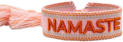 KI-generiertes Bild,Canvas Statement Armband Namaste Rosa Orange Quasten besticktes Webarmband