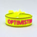 KI-generiertes Bild,Canvas Statement Armband Optimistin Neon Gelb Pink Quasten besticktes Webarmband