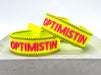 KI-generiertes Bild,Canvas Statement Armband Optimistin Neon Gelb Pink Quasten besticktes Webarmband
