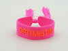 KI-generiertes Bild,Canvas Statement Armband Optimistin Neon Pink Orange Quasten besticktes Webarmband