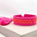 KI-generiertes Bild,Canvas Statement Armband Prosecco Baby Neon Pink Orange Quasten besticktes Webarmband