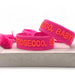 KI-generiertes Bild,Canvas Statement Armband Prosecco Baby Neon Pink Orange Quasten besticktes Webarmband