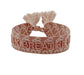 KI-generiertes Bild,Canvas Statement Armband Relax Breathe Enjoy Rose Quasten besticktes Webarmband