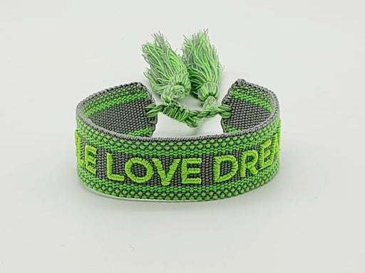 KI-generiertes Bild,Canvas Statement Armband Smile Love Dream Quasten besticktes Webarmband