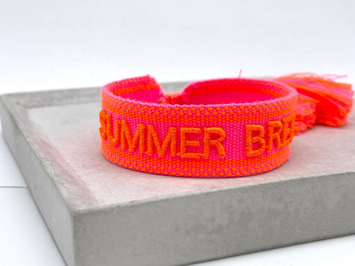 KI-generiertes Bild,Canvas Statement Armband Summer Breeze Neon Quasten besticktes Webarmband