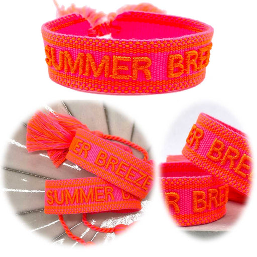 KI-generiertes Bild Canvas Statement Armband Summer Breeze Neon Quasten besticktes Webarmband