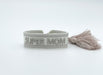 KI-generiertes Bild,Canvas Statement Armband Super Mom Silber Grau Quasten besticktes Webarmband