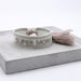KI-generiertes Bild,Canvas Statement Armband Super Mom Silber Grau Quasten besticktes Webarmband