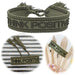 KI-generiertes Bild Canvas Statement Armband Think Positive Khaki Grün Quasten besticktes Webarmband