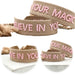 KI-generiertes Bild Canvas Statement Armband Believe in Your Magic Taupe Rose Quasten besticktes Webarmband