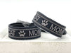 KI-generiertes Bild,Canvas Statement Armband Cat Mom Anthrazit Grau Quasten besticktes Webarmband