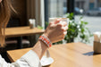 KI-generiertes Bild,Canvas Statement Armband Love Leo Leopard Neon Orange Quasten besticktes Webarmband