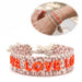 KI-generiertes Bild Canvas Statement Armband Love Leo Leopard Neon Orange Quasten besticktes Webarmband