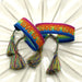 KI-generiertes Bild,Canvas Statement Armband Love is Love Regenbogen Quasten besticktes Webarmband